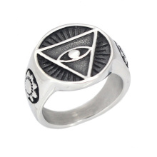 Vintage 316L Stainless Steel Male Punk Jewelry Triangle Eye Men Ring